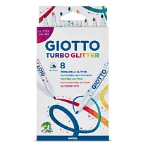 Набор фломастеров цветных Giotto Turbo Glitter, с блестящими чернилами, 8 цветов