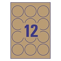 Этикетки бумажные крафт круглые Avery Zweckform, d-60 мм, 12 штук на листе, 25 листов