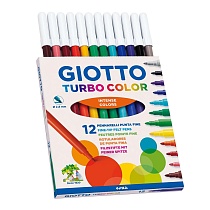 Набор фломастеров цветных Giotto Turbo Color, на водной основе, 2.8 мм, 12 цветов