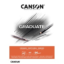 Альбом Canson Graduate Sketching, мелкое зерно, склеенный, 96 гр/м2, 40 белых листов