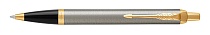 Ручка шариковая Parker IM Metal Core Brushed Metal GT, толщина линии M, позолота (S0856480)