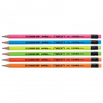 Набор карандашей чернографитовых Lyra Neon, с ластиком, HB, 6 штук