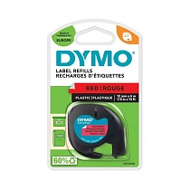 Картридж с прочной лентой для принтера Dymo LetraTag, пластик, черный шрифт, 12 мм х 4 м, блистер
