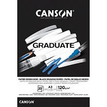 Альбом для смешанных техник Canson Graduate Bristol, склеенный, 120 гр/м2, 20 черных листов