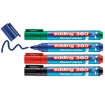 Набор маркеров для скетчинга и флипчартов edding 380 Cap-off, круглый наконечник, 1.5-3 мм, 4 цвета