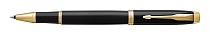 Ручка-роллер Parker IM Metal Black GT, толщина линии F, позолота (S0856360)