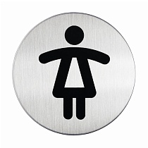Табличка WC женский Durable, диаметр 83 мм, матированная сталь