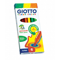 Набор фломастеров цветных Giotto Turbo Color, 2.8 мм, 6 цветов, картонная коробка