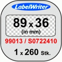 Этикетки адресные для принтеров Dymo Label Writer, прозрачные, 89 мм х 36 мм, 260 штук