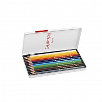 Набор карандашей цветных Carandache Fancolor Aquarellе, 2.8 мм, 12 цветов, металлическая коробка