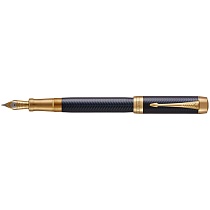 Ручка перьевая Parker Duofold Prest Centennial Blue Chevron GT, толщина линии M, золото 18К