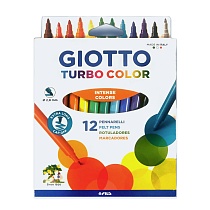 Набор фломастеров цветных Giotto Turbo Color, на водной основе, 2.8 мм, 12 цветов