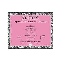 Бумага для акварели Arches, мелкое зерно, склейка, 300 гр/м2, 18 х 26 см, 20 листов