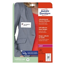Бейдж самоклеящийся Avery Zweckform, 120 гр/м2, 63.5 х 29.6 мм, 27 штук на листе, 20 листов