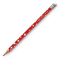 Карандаш чернографитовый с ластиком заточенный Carandache Swiss Flag, шестигранный, 2.1 мм