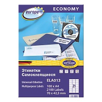 Этикетки самоклеящиеся Avery Zweckform Европа-100, белые, 70 x 42.3 мм, 21 шт. на листе, 100 листов