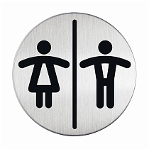 Табличка WC дамский / мужской Durable, диаметр 83 мм, матированная сталь