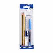 Hабор карандашей чернографитовых Staedtler Noris 2 штуки, ластик, точилка, ручка, линейка