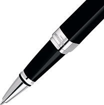 Ручка-роллер Waterman Exception Slim Black Lacquer ST, толщина линии F, посеребрение