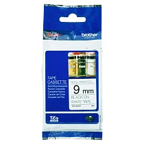 Картридж brother tze-n221 с лентой 9 мм х 8 м, пластик, черный шрифт