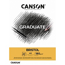 Альбом для смешанных техник Canson Graduate Bristol, склеенный, 180 гр/м2, 20 белых листов