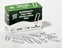Скрепки оцинкованные Durable, 26 мм, 100 штук, картонная упаковка