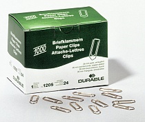 Скрепки омедненные Durable, 26 мм, 1000 штук, картонная упаковка