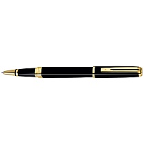 Ручка-роллер Waterman Exception Slim Black Lacquer GT, толщина линии F, позолота 23К