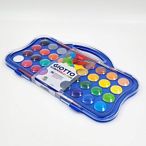 Набор красок акварельных Giotto Colour Blocks Mini, сухие, в таблетках, 2 кисти, 36 цветов