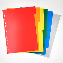 Разделитель листов А4 пластиковый цветной Quantus, 6 разделов, 120 мкм, 6 листов
