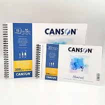 Альбом для акварели Canson Montval, среднее зерно, на пружине, 300 гр/м2, 12 листов