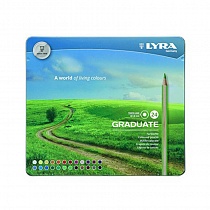 Набор карандашей цветных Lyra, шестигранные, 3.8 мм, 24 цвета, металлическая коробка