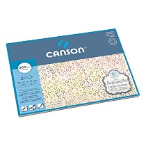Блок для акварели Canson Aquarelle, склеенный, крупное зерно, 60% хлопок, 300 гр/м2, 20 листов