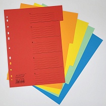 Разделитель листов А4 картонный цветной Quantus, 5 разделов, 180 г, 5 листов