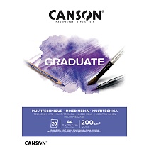 Альбом Canson Graduate Mix Media, мелкое зерно, склеенный, 200 гр/м2, 20 белых листов