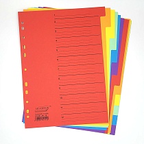 Разделитель листов А4 картонный цветной Quantus, 12 разделов, 180 г, 12 листов