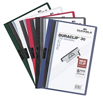 Папка с клипом Durable Duraclip, до 30 листов, А4, ПВХ, 5 штук