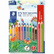 Набор карандашей цветных Staedtler Noris super jumbo, 12 цветов, точилка