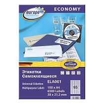 Этикетки самоклеящиеся Avery Zweckform Европа-100, белые, 38 x 21.2 мм, 65 штук на листе, 100 листов