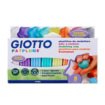 Набор пластилина Giotto Patplume, 8 пастельных цветов, 25 гр