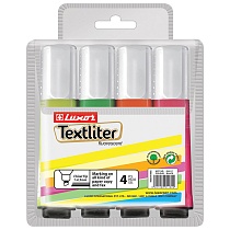 Набор текстовыделителей Luxor Textliter, скошенный наконечник, 1-4.5 мм, 4 цвета