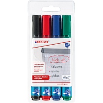 Набор маркеров для флипчартов edding 383 Cap-off, скошенный наконечник, 1-5 мм, 4 цвета