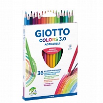 Набор карандашей цветных акварельных Giotto Colors, шестигранные, 3 мм, 36 цветов, картонная коробка