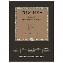 Альбом Arches, для графики, 16 листов, 23 x 31см, 200 гр/м2, кремовый