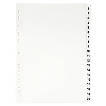 Разделитель листов А4 картонный цифровой Quantus Люкс, 1-20, 190 г, 20 листов