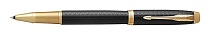 Ручка-роллер Parker IM Premium Metal Black, толщина линии F, позолота (S0949670)