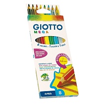 Набор карандашей цветных Giotto Mega, шестигранные, 5.5 мм, 8 цветов, картонная коробка