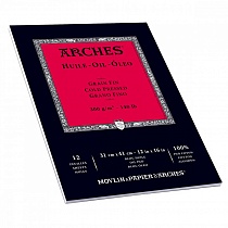 Бумага Arches, для масла, 12 листов, склейка, 31 х 41 см, 300 гр/м2, белый