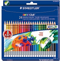 Набор карандашей цветных Staedtler Noris erasable, стираемые, с ластиком, 24 цвета