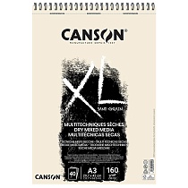 Альбом Canson XL, зернистый песок, на пружине, 160 гр/м2, 40 крафтовых листов